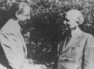 Hungarian Zionist leaders Otto Komoly and Rezso Kasztner (left), who negotiated with the SS for the release of Jews from Hungary.