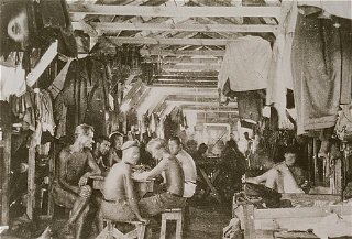 Crowded living conditions: prisoners inside a barracks at Gurs detention camp.