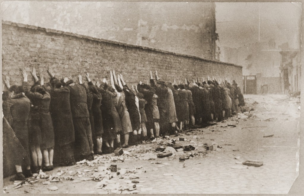 Jews captured during the Warsaw ghetto uprising. Poland, April 19-May 16, 1943. [LCID: 46432]