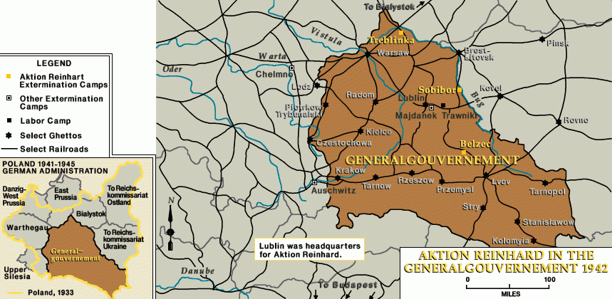 Location of Operation Reinhard killing centers in occupied Poland,1942
