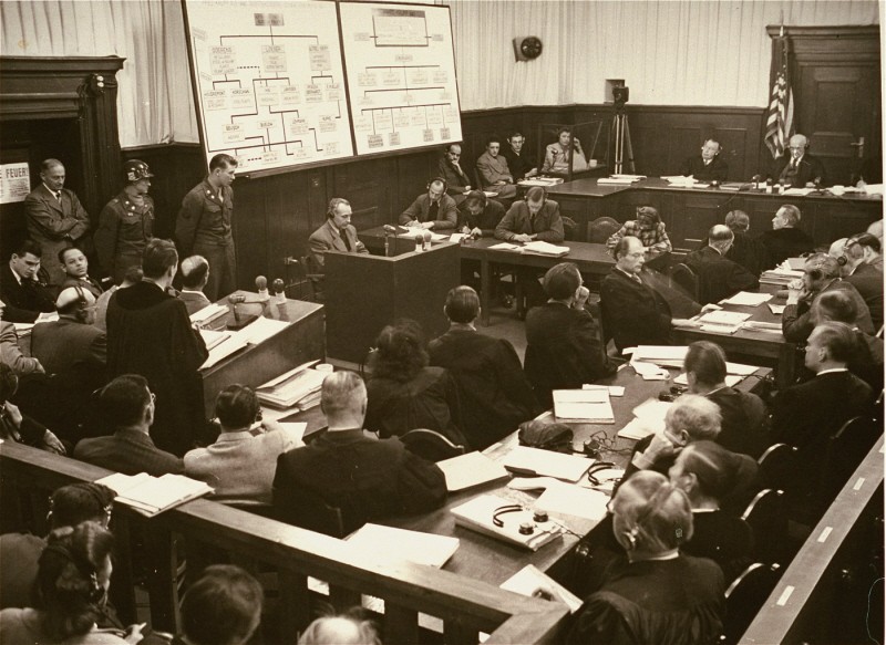 Defendant Karl-Heinrich Pfirsch testifies during the Krupp Trial.