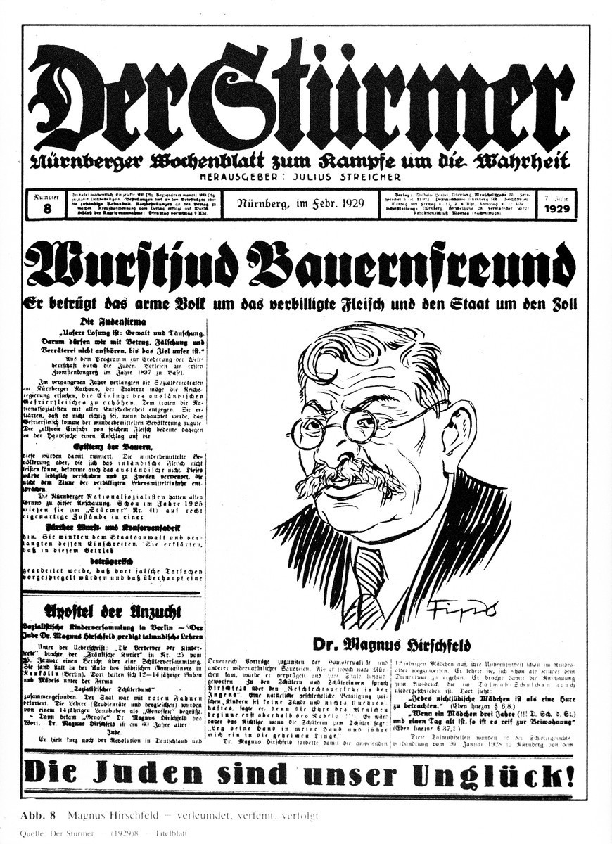 Front Page of the Nazi Newspaper, "Der Stuermer"
