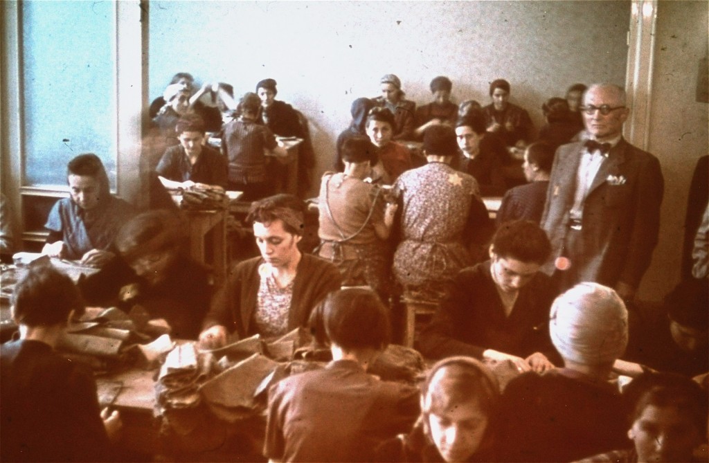 Jewish women at forced labor in a sewing workshop. [LCID: 74528]