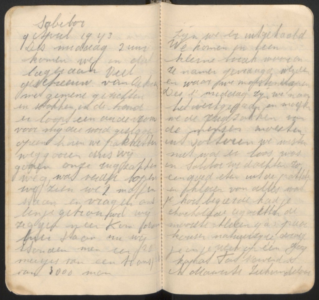Pages from handwritten diary. Entries are in cursive pencil.