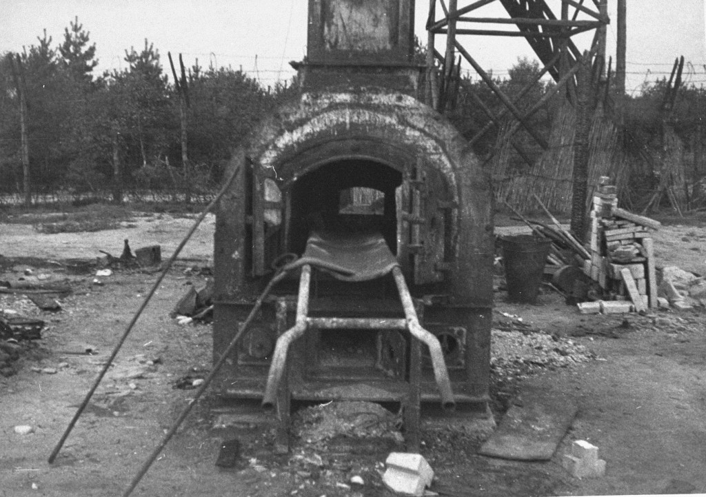 The remains of a crematorium at the Bergen-Belsen concentration camp. [LCID: 75169]