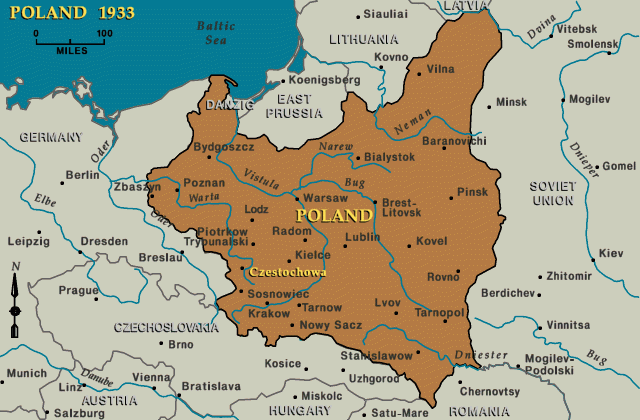 Poland 1933, Czestochowa indicated [LCID: czs79060]