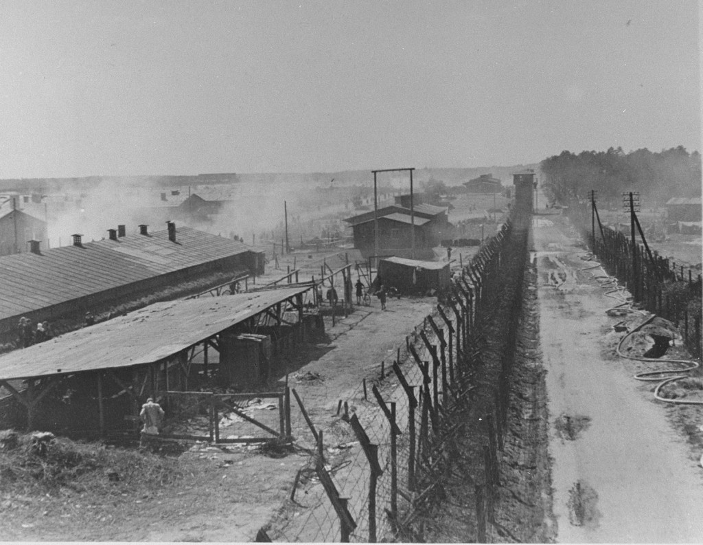 A view of the Bergen-Belsen concentration camp after the liberation of the camp. [LCID: 74105a]
