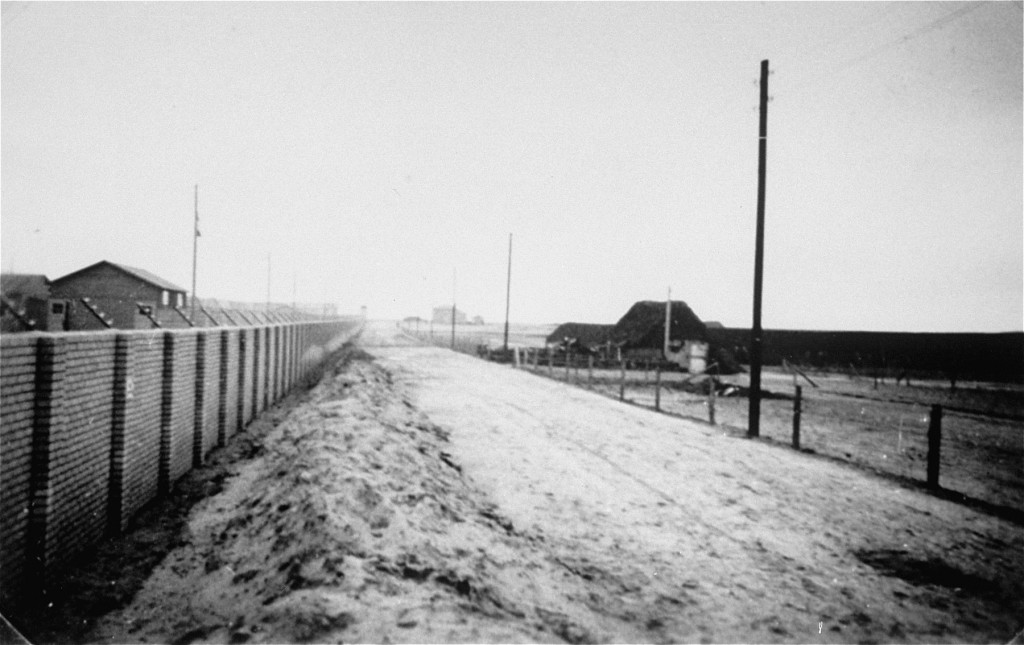 View of the wall enclosing the Esterwegen concentration camp