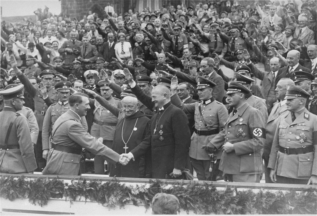 Adolf Hitler greets Reich Bishop Ludwig Mueller at a Nazi Party Congress. [LCID: 86141]