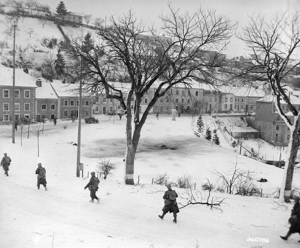 Members of the US Army 80th Infantry Division in Wiltz, Luxembourg, 1945