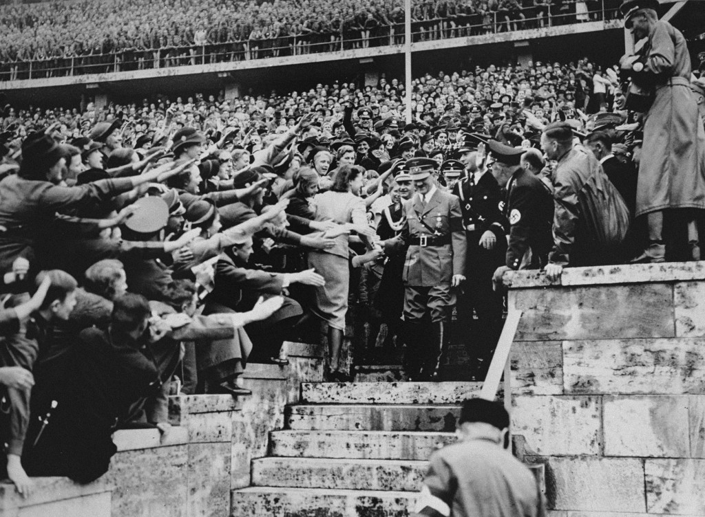 An enthusiastic crowd greets Adolf Hitler upon his arrival at the Olympic Stadium. [LCID: 14556]