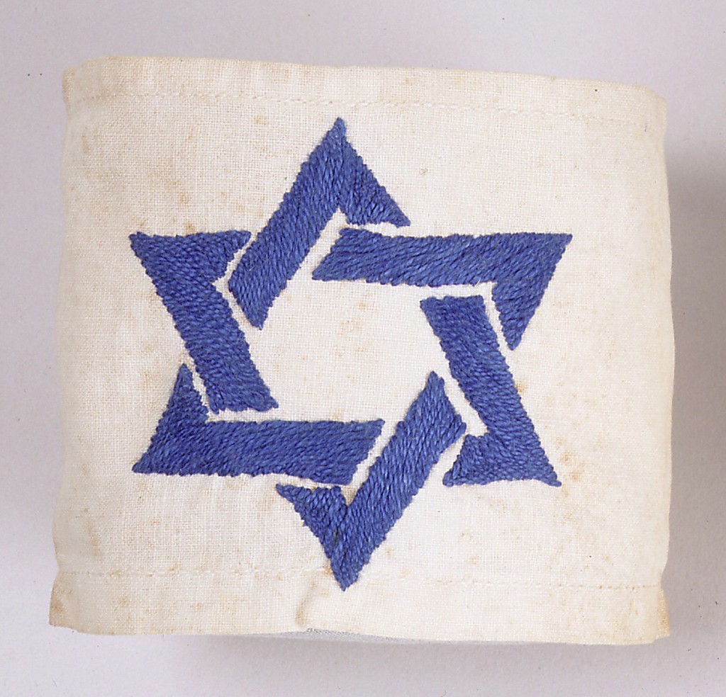 White armband with blue Star of David [LCID: 20004bfp]