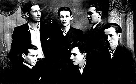 Group portrait of six young men in interwar Poland. [LCID: n02821]