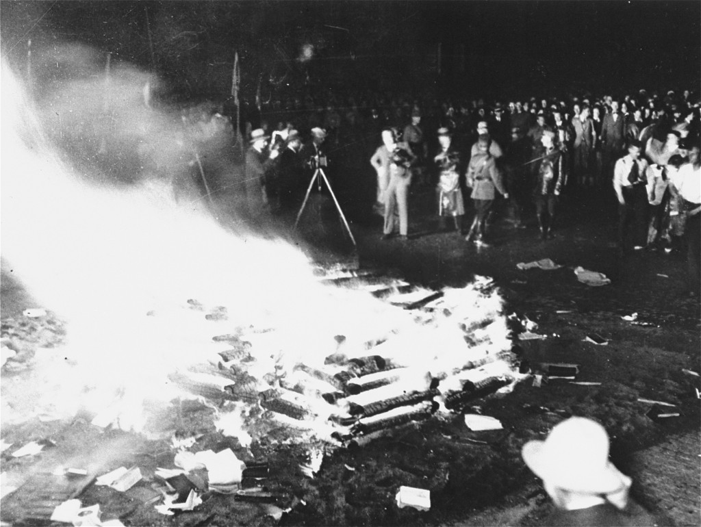 Public burning of "un-German" books in the Opernplatz (Opera Square). Berlin, Germany, May 10, 1933.