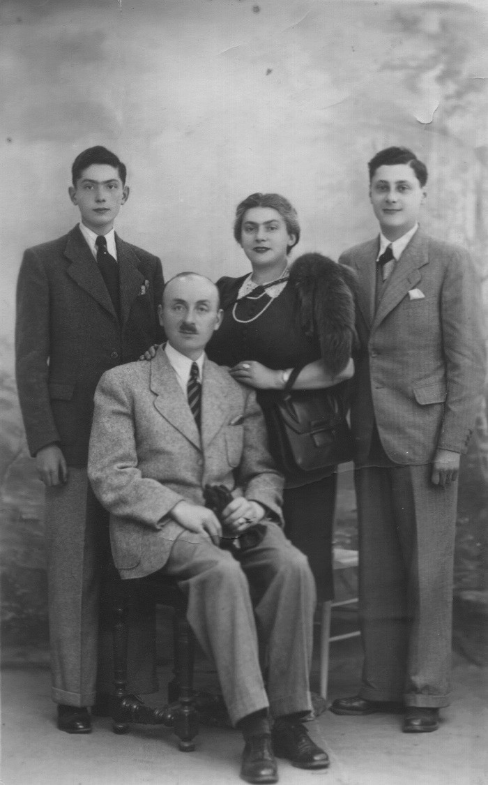Walter Marx (standing at left) with father Ludwig, mother Johanna, and cousin Werner. [LCID: jpmarx1]