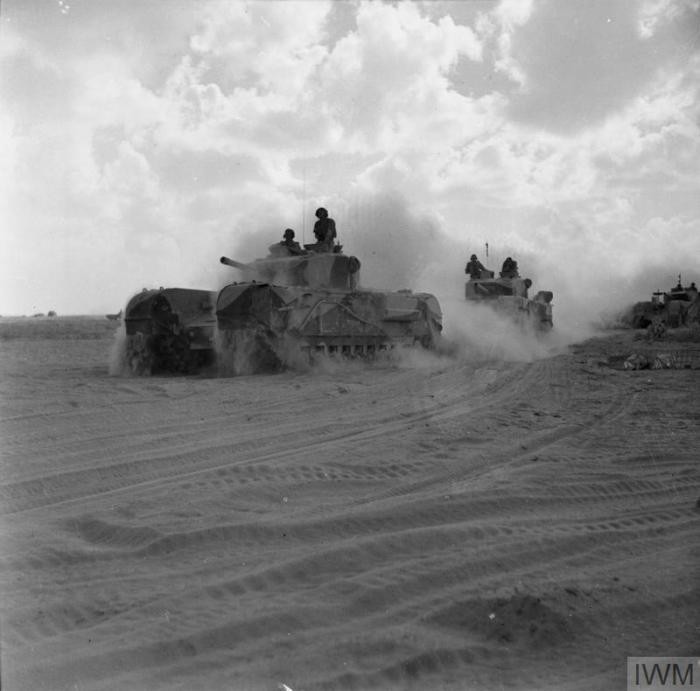 Western Desert Campaign Churchill Mk III tanks of 'King Force' move toward battle area during the Second Battle of El Alamein, Egypt, 5 November 1942.