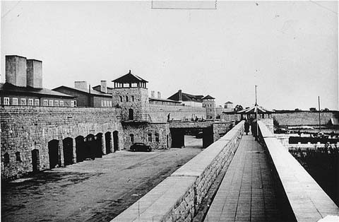 View of the Mauthausen concentration camp. This photograph was taken after the liberation of the camp. [LCID: 74453]