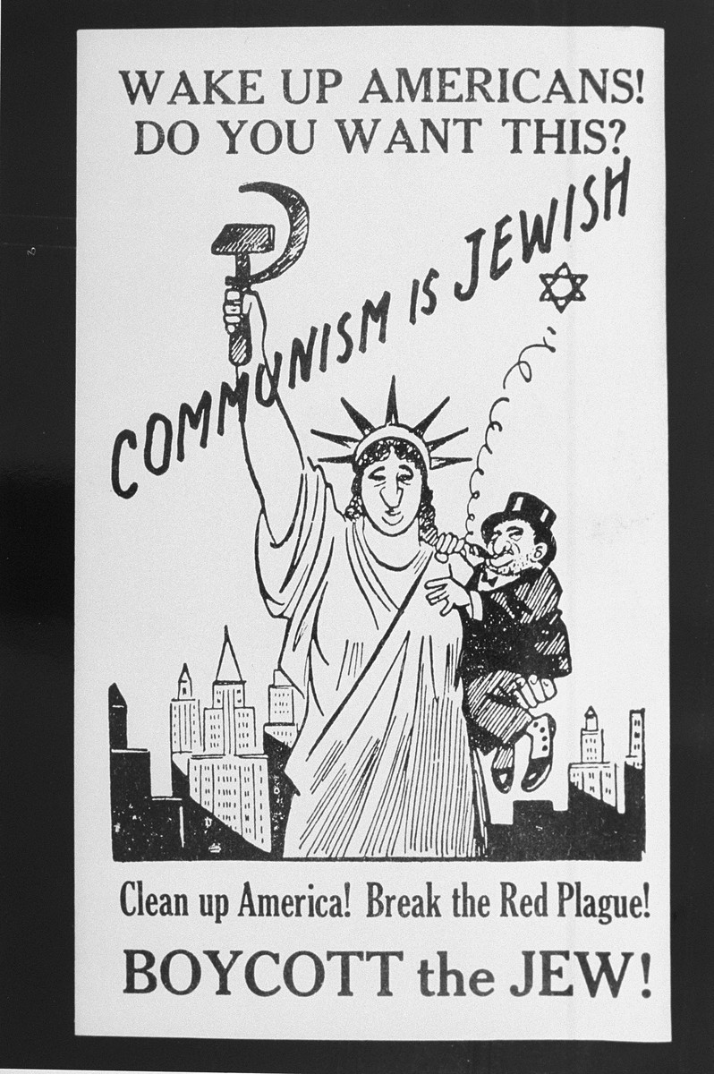 Antisemitic poster equating Jews with communism. United States, 1939. [LCID: 89415]