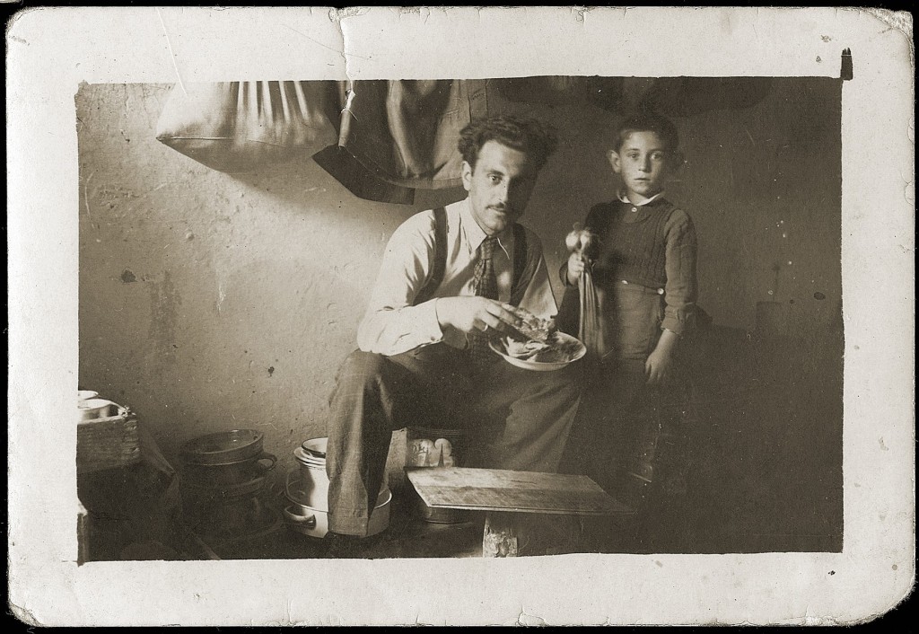 Mr. Mandil and his son Gavra, Yugoslav Jews, while in hiding. [LCID: 90236]