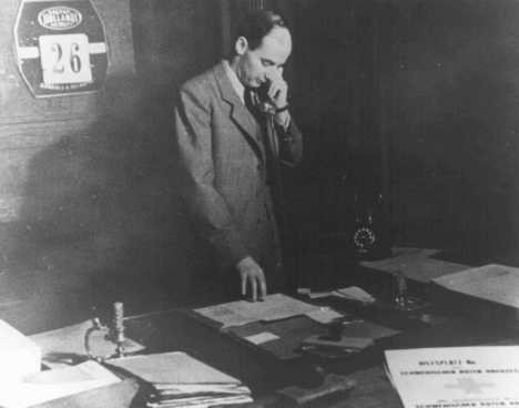Raoul Wallenberg in his office in the Swedish legation. Budapest, Hungary, November 26, 1944.