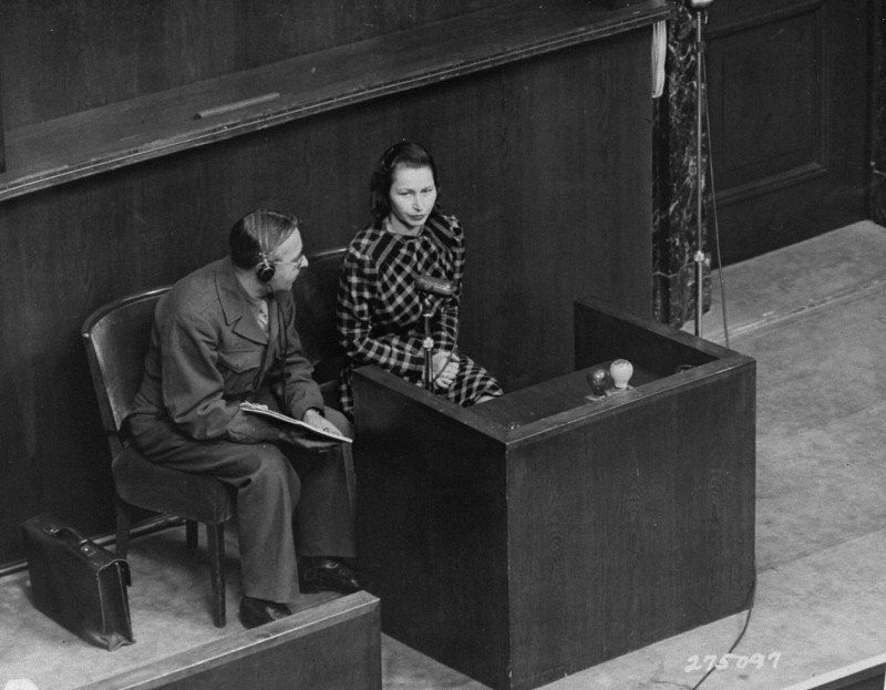 Wladislava Karolewska, a victim of medical experiments at the Ravensbrück camp, was one of four Polish women who appeared as prosecution witnesses at the Doctors Trial. Nuremberg, Germany, December 22, 1946.