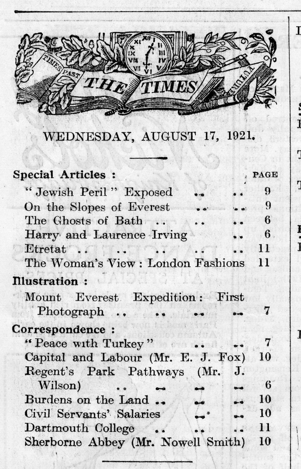 The Times, August 17, 1921 [LCID: 2006ukyb]