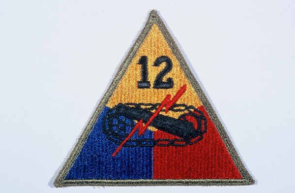 Insignia of the 12th Armored Division. "Hellcats, " the winning entry in a division contest for a nickname held in early in 1943, ... [LCID: n05631]