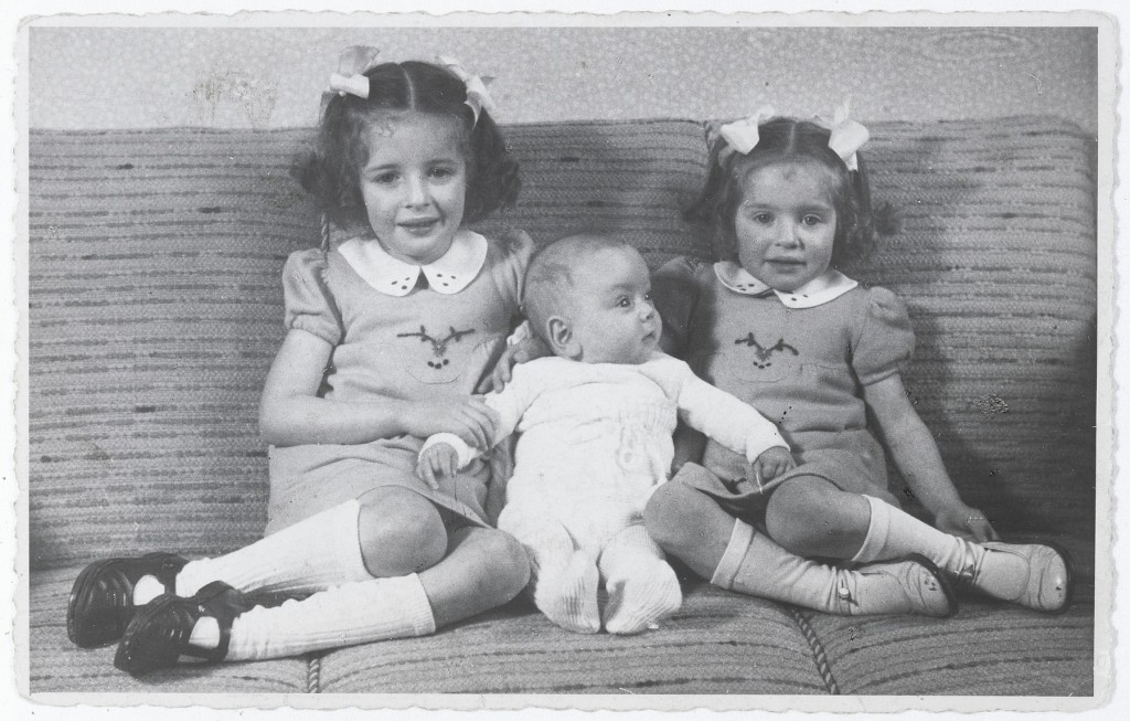 Eva, Alfred, and Leane Munzer. Infant Alfred survived in hiding; his sisters were discovered and killed in Auschwitz. [LCID: 94488]