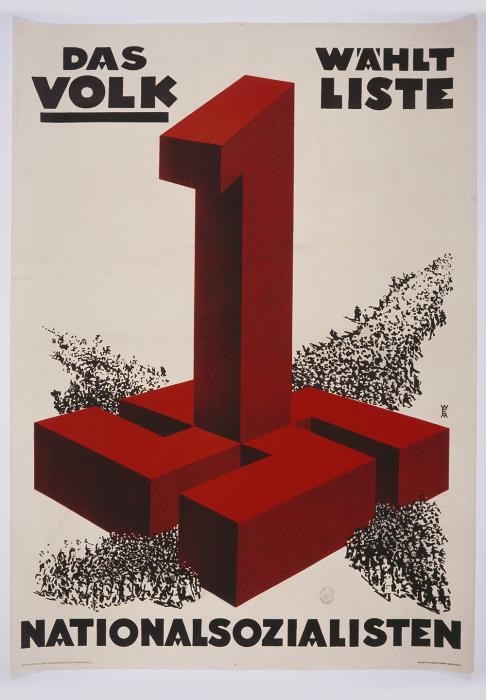 <p><a href="/narrative/65">Election</a> poster reading "The People Vote Listing One: Nationalsocialism," 1932-1933</p>