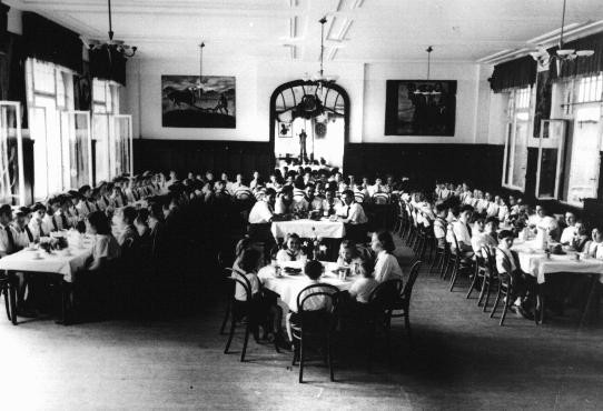  Dining hall of a children's home in the Lindenfels displaced persons camp. [LCID: 06949]