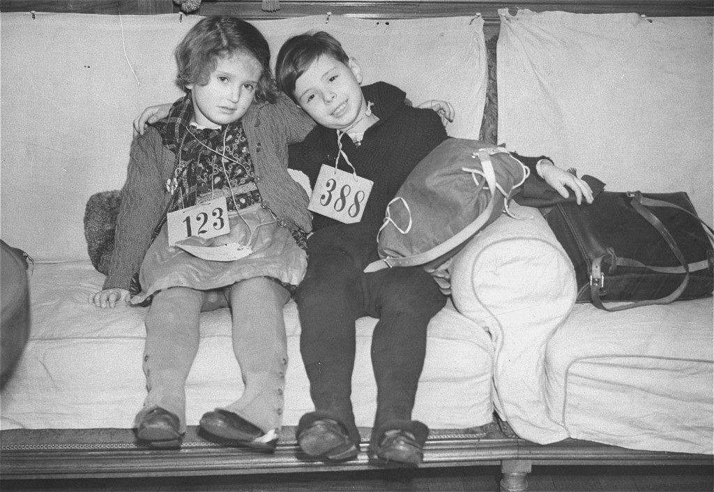 Jewish refugee children, part of a Children's Transport (Kindertransport) from Germany, upon arrival in Harwich. [LCID: 69286]
