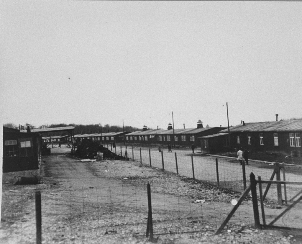 A view of barracks in the Buchenwald concentration camp. [LCID: 75705]