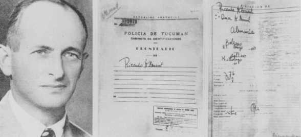 False identification papers used by Adolf Eichmann while he was living in Argentina under the assumed name Ricardo Klement. [LCID: 87781]