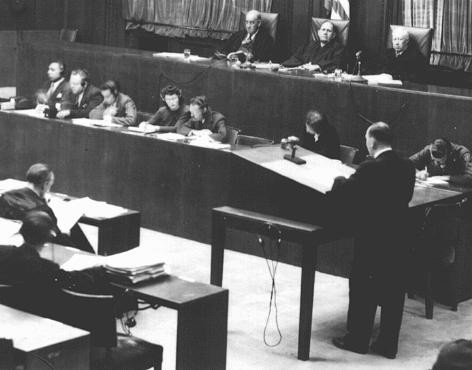 <p>Justices and court reporters during the RuSHA trial (Case #8 of the Subsequent Nuremberg Proceedings). Nuremberg, Germany, October 1947-March 1948.</p>