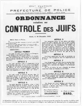 <p>French government announcement concerning antisemitic legislation. <a href="/narrative/6033">Paris</a>, France, December 10, 1941.</p>