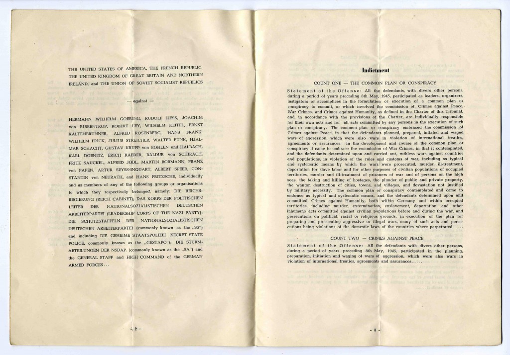 Booklet about International Military Tribunal