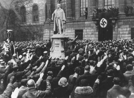 <p>Nazi students demonstrate. Berlin, Germany, December 11, 1933.</p>