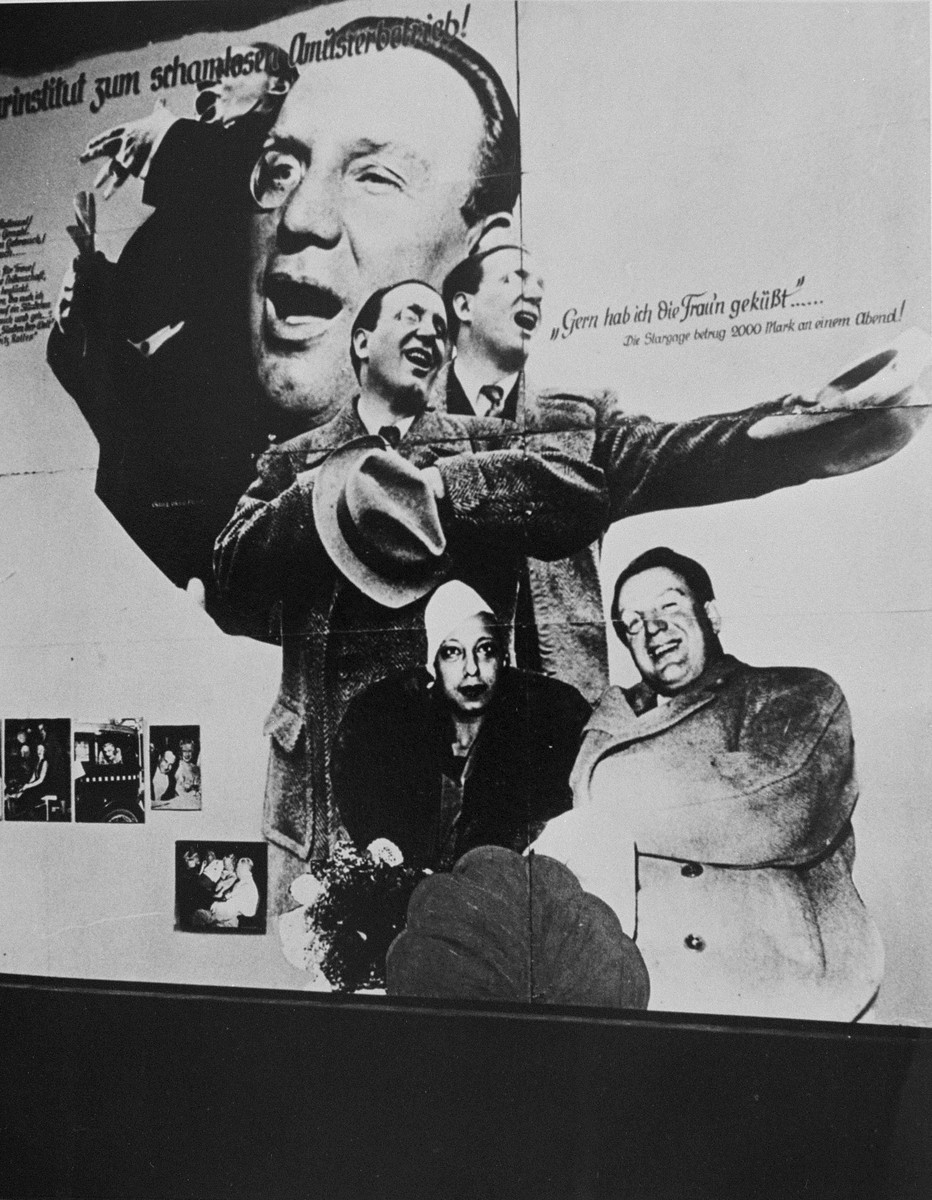 Display from "Der ewige Jude" (The Eternal Jew), a Nazi antisemitic exhibit which claimed that Jews heavily dominated the German performing arts.