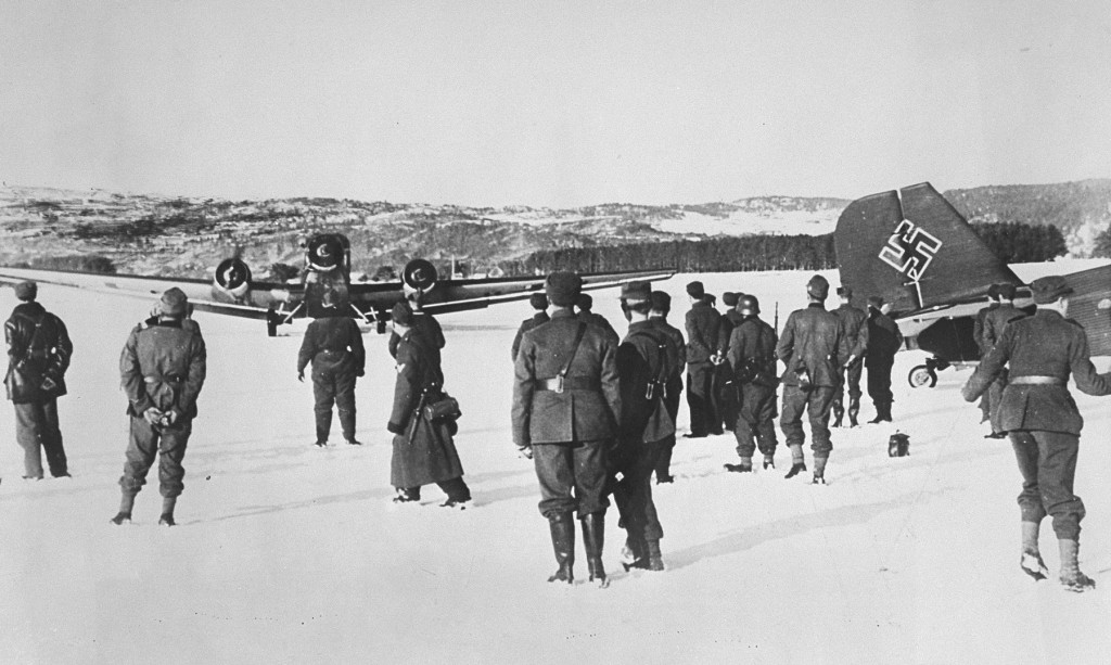German troops and bombers on an improvised airfield during the battle for Norway, May 3, 1940. [LCID: 91245a]