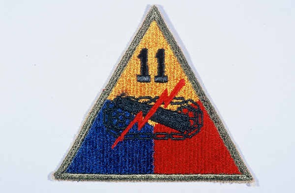 Insignia of the 11th Armored Division. "Thunderbolt"  is a nickname adopted by the 11th Armored Division during its rapid march in ... [LCID: n05630]