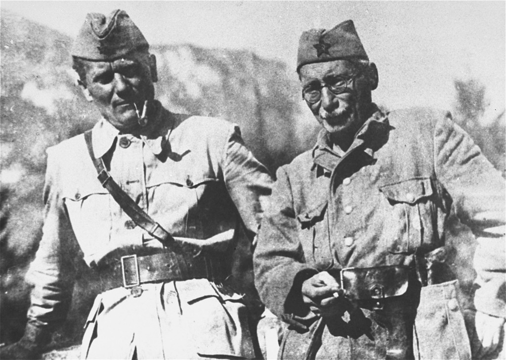 Yugoslav partisan leaders Josip Broz Tito (left) and Mosa Pijade (right).