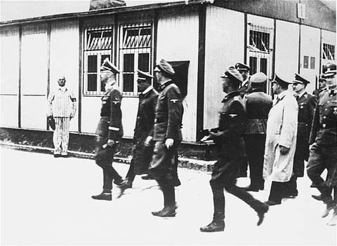 SS chief Heinrich Himmler leads an inspection of the Mauthausen concentration camp.