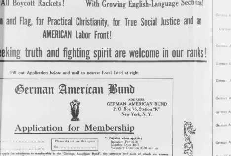 Membership application for the pro-Nazi German American Bund. [LCID: 89417]