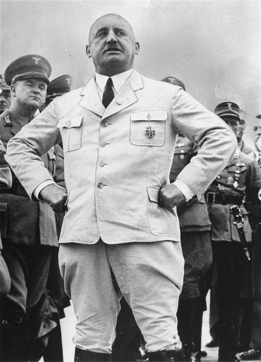 Nazi official Julius Streicher, founder of the antisemitic newspaper "Der Stuermer" (The Attacker) and organizer of the anti-Jewish ... [LCID: 71536]