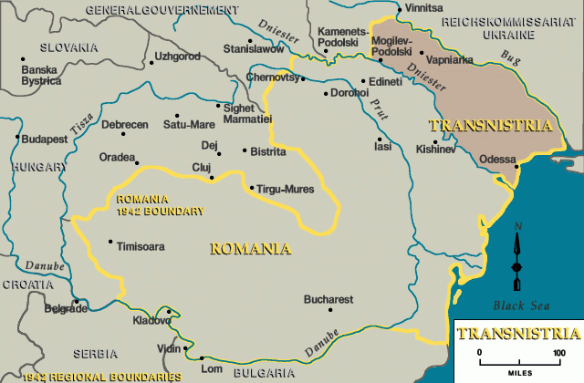 Romania 1942, Transnistria indicated [LCID: rom69090]