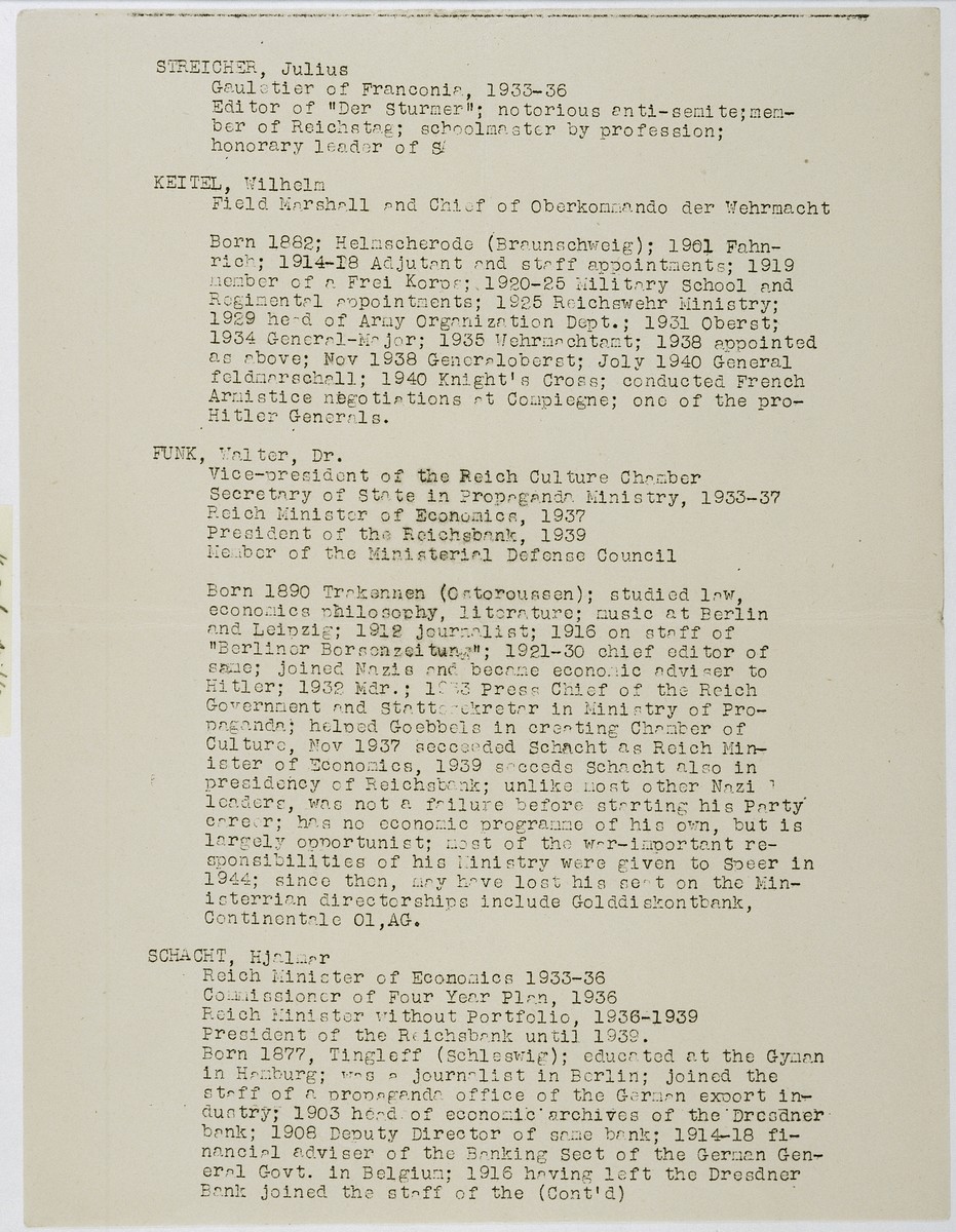 Program page written in English, typed in black ink