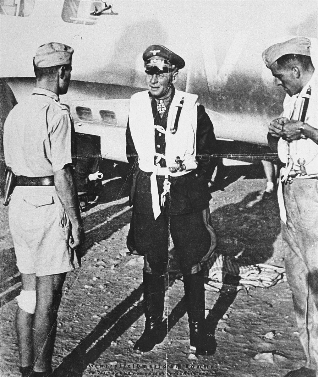 Erwin Rommel (center), commander of the Africa Corps, at an airfield in Libya during an Axis offensive into neighboring Egypt.