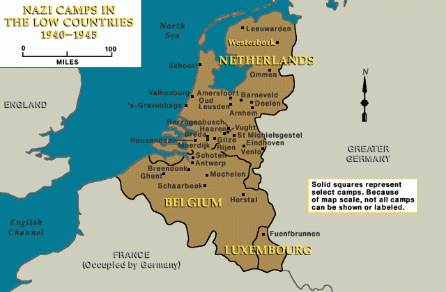Major camps in the Low Countries, Westerbork indicated [LCID: wes72020]