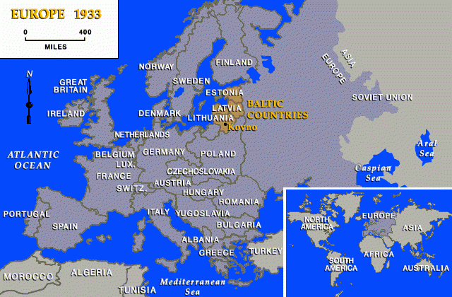 Carte de référence de l'Europe avec indication de la Lituanie [LCID: kov69050]