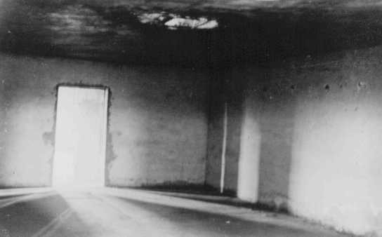 <p>Inside one of the <a href="/narrative/4537">gas chambers</a> at <a href="/narrative/10673">Majdanek</a>. Majdanek, Poland, after July 24, 1944.</p>